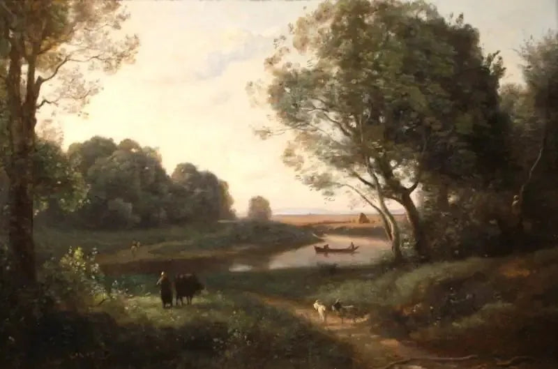 Landschap met personages - Jean-Baptiste Camille Corot