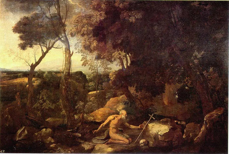 Landschap met Sint Paulus de Kluizenaar - Nicolas Poussin