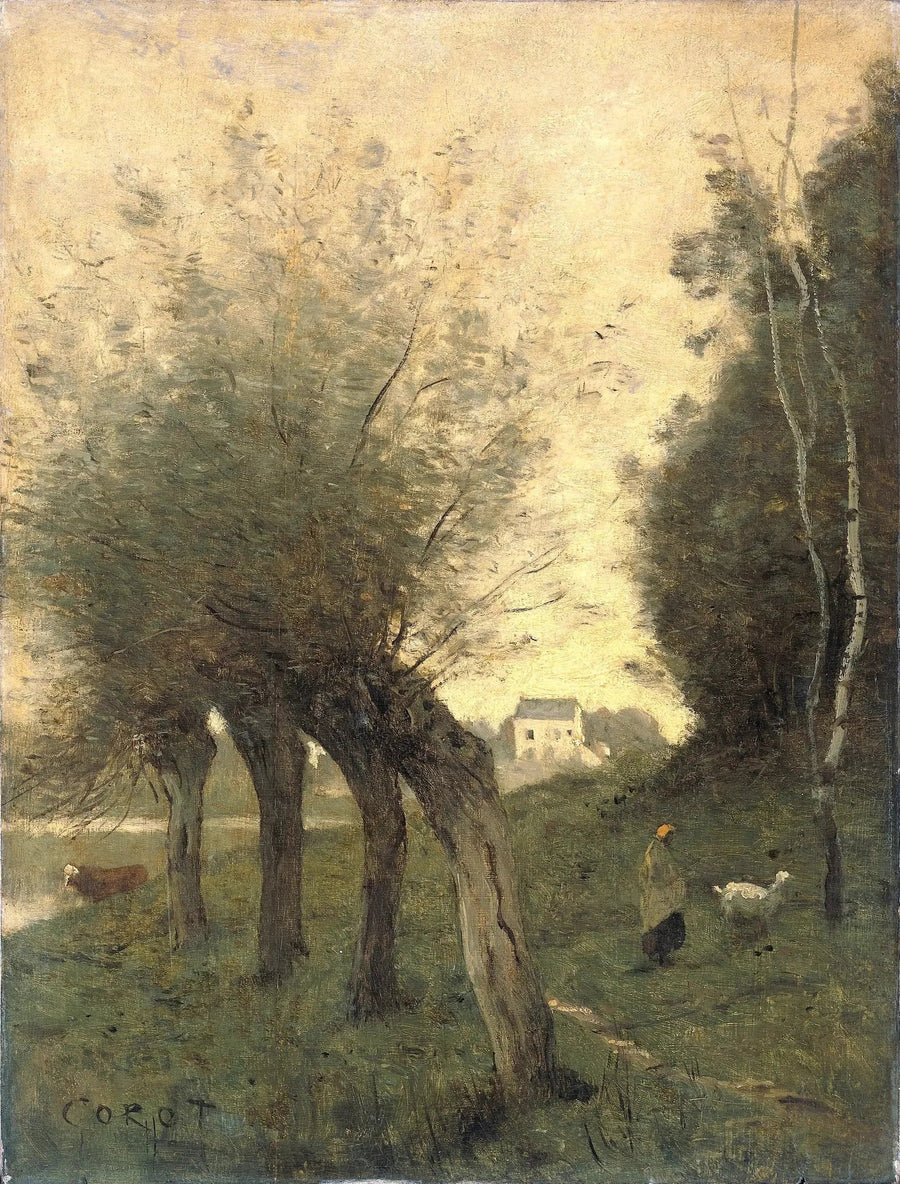 Landschap met wilgen - Jean-Baptiste Camille Corot