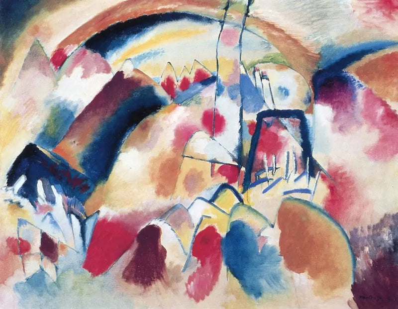 Landschap met rode vlekken - Vassily Kandinsky