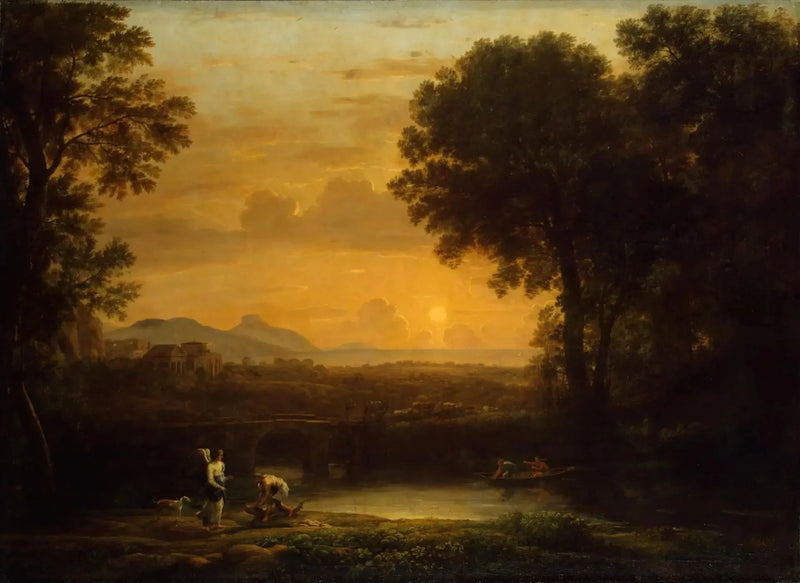 Landschap met Tobie en de Engel (Avond) - Claude Lorrain