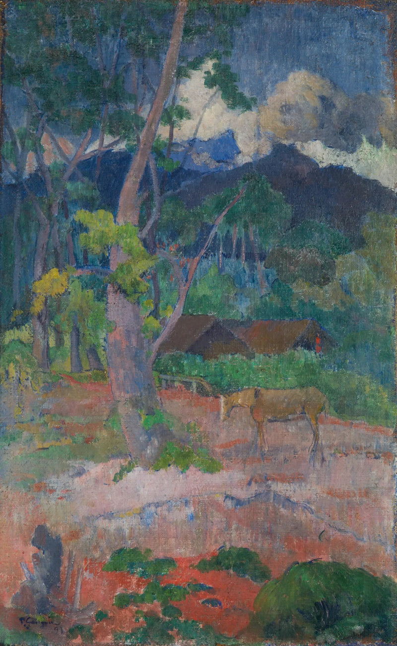 Landschap met een paard - Paul Gauguin