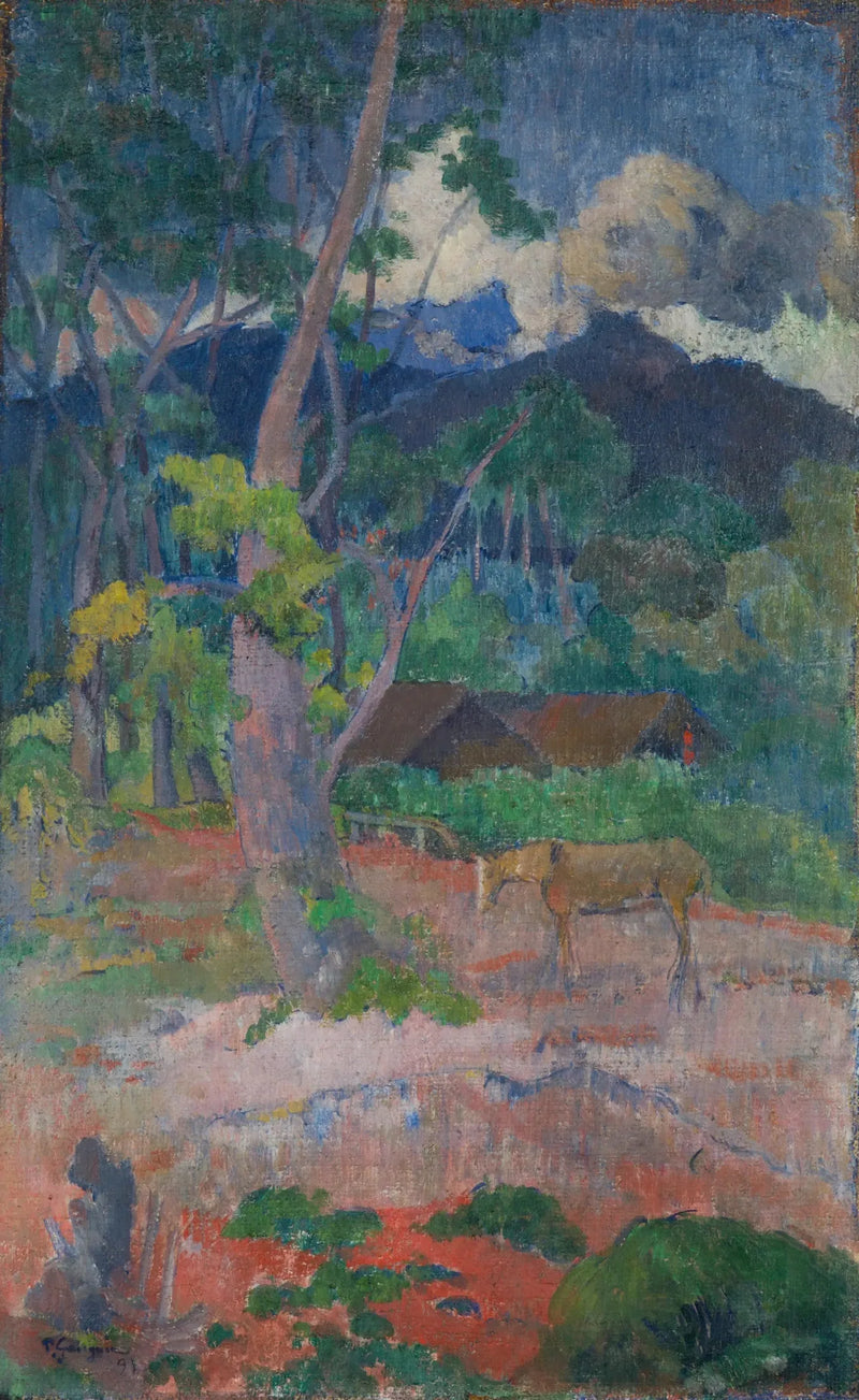 Landschap met een paard - Paul Gauguin