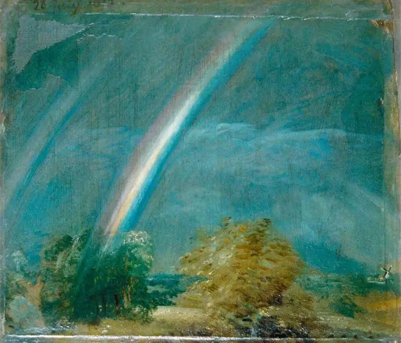 Landschap met een dubbele regenboog - John Constable