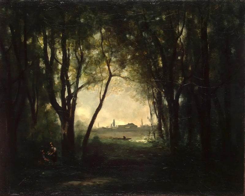 Landschap met een meer - Jean-Baptiste Camille Corot