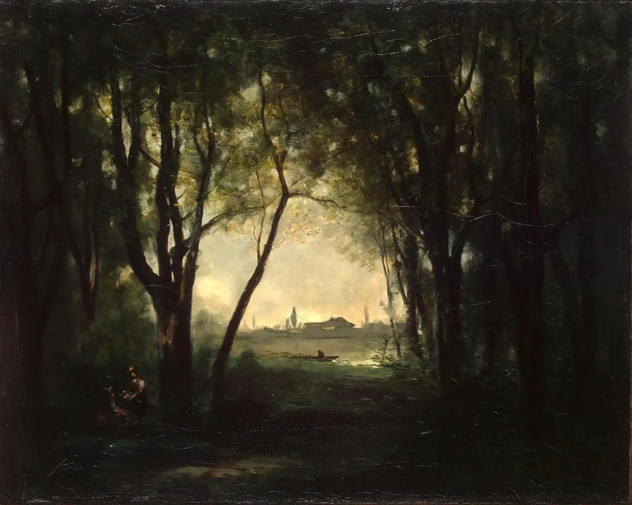 Landschap met een meer - Jean-Baptiste Camille Corot