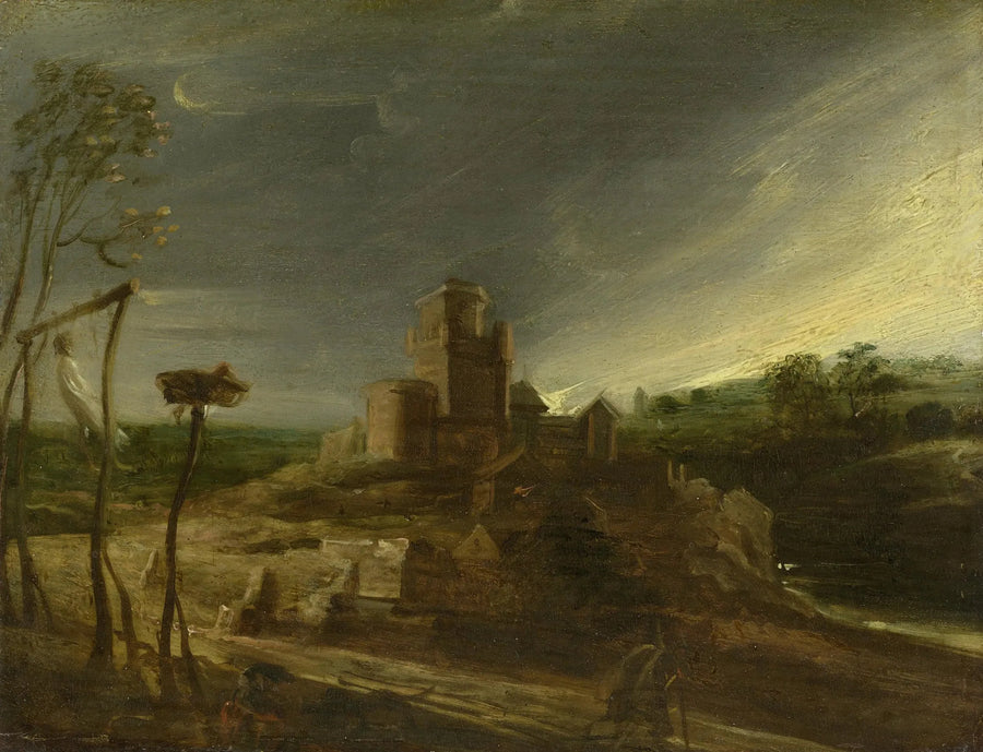 Landschap met een gehangene aan een galg - Peter Paul Rubens