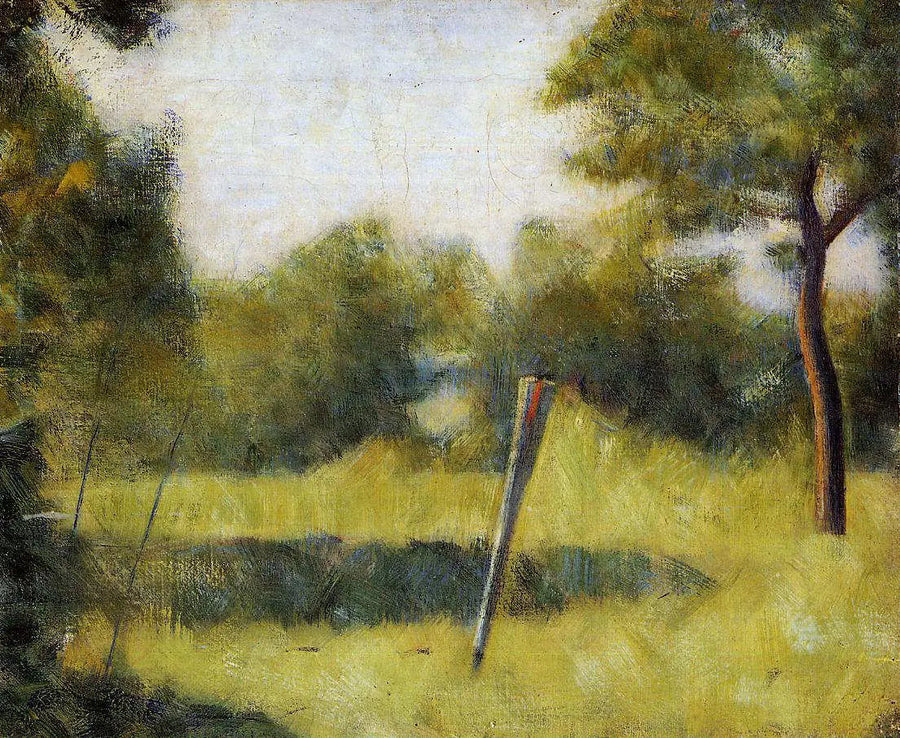 Landschap met een paal - Georges Seurat