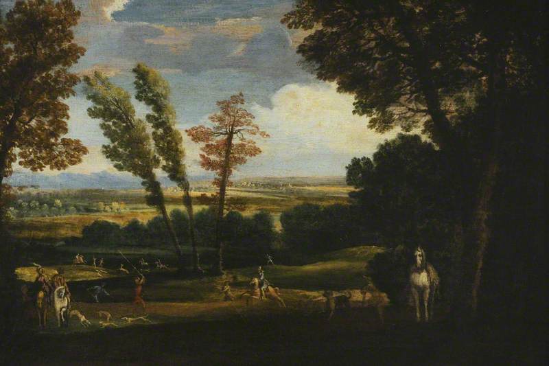 Landschap met een hertenjacht - Annibale Carracci
