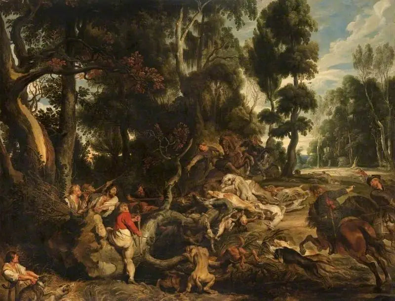 Landschap met een jacht op een everzwijn - Peter Paul Rubens
