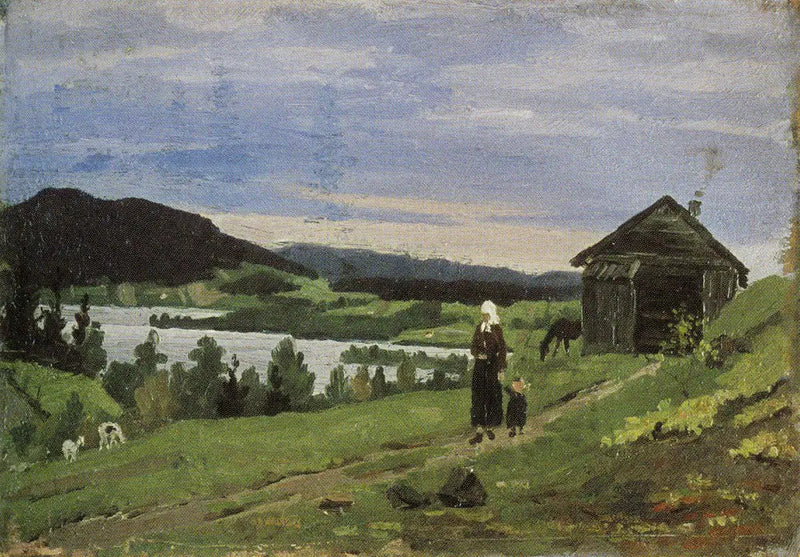 Landschap met een vrouw en een kind - Edvard Munch
