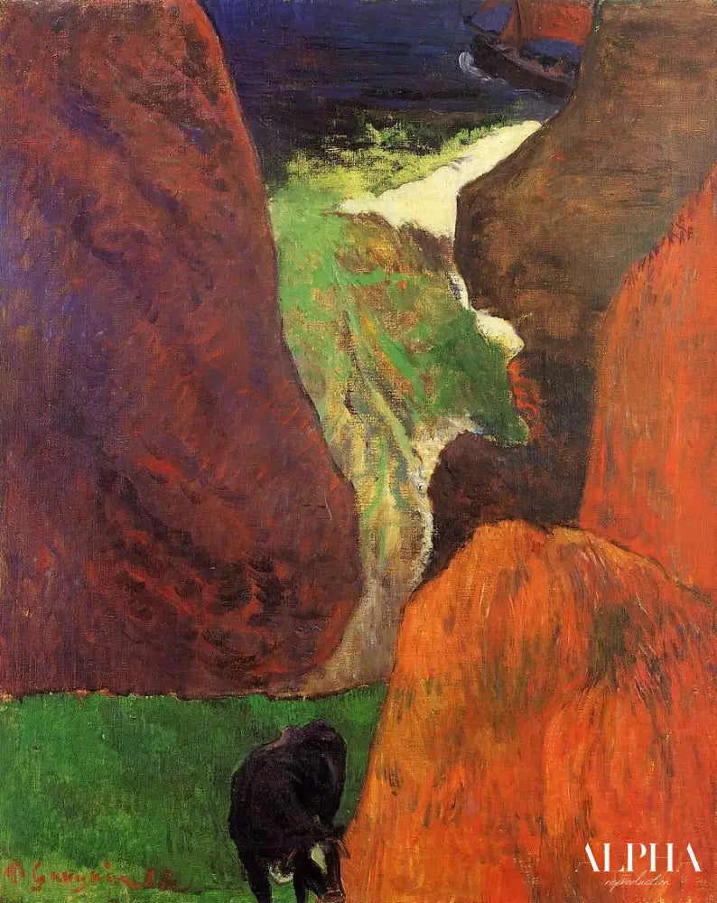 Paysage avec une vache - Paul Gauguin - Reproductions de tableaux et peintures haut de gamme