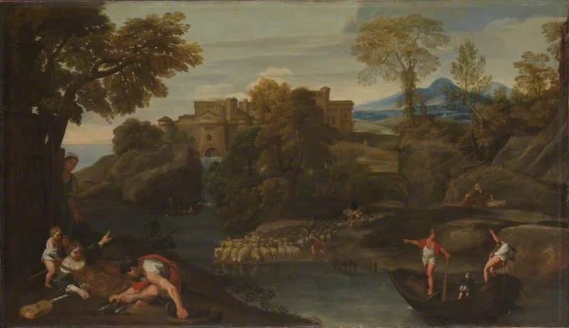 Landschap met een versterkte stad - Domenichino