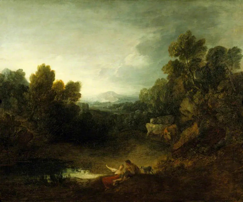 Bosrijk rotslandschap met rustieke geliefden aan de rand van een zwembad - Thomas Gainsborough

Source:
Paysage boisé rocheux avec des amoureux rustiques au bord d'une piscine - Thomas Gainsborough