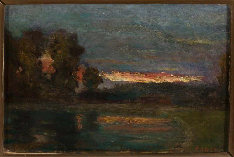 Landschap – Schemering aan de waterkant - Jean-Baptiste Camille Corot