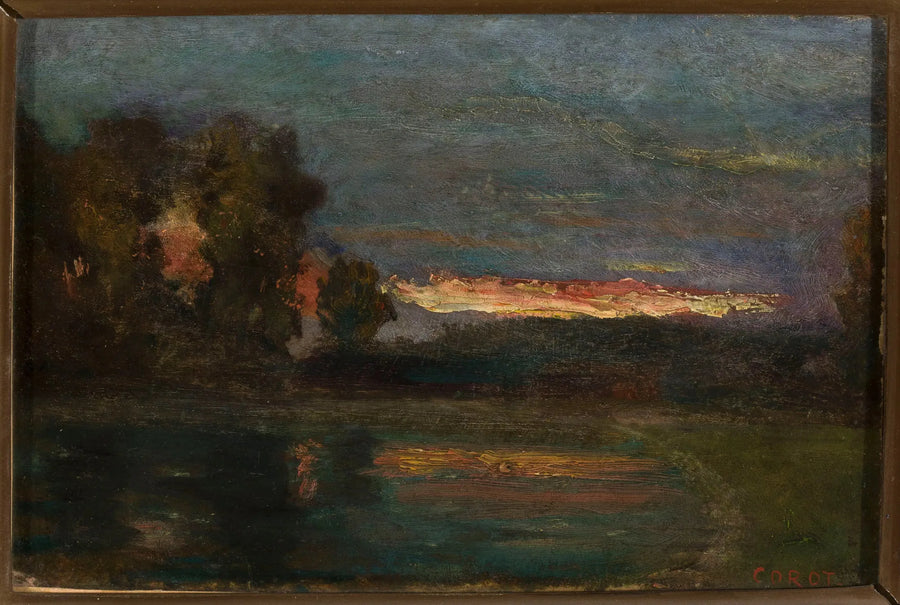 Landschap – Schemering aan de waterkant - Jean-Baptiste Camille Corot