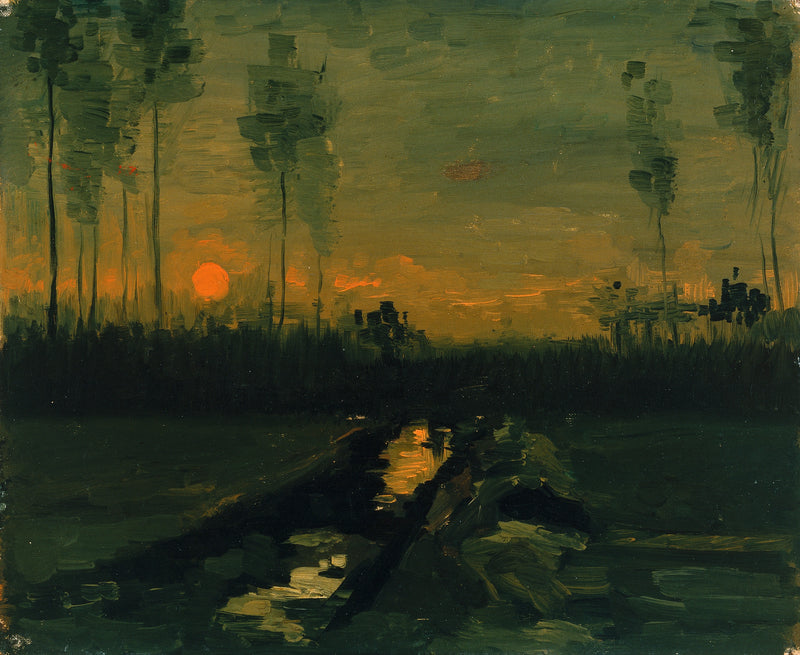 Landschap bij zonsondergang - Vincent van Gogh