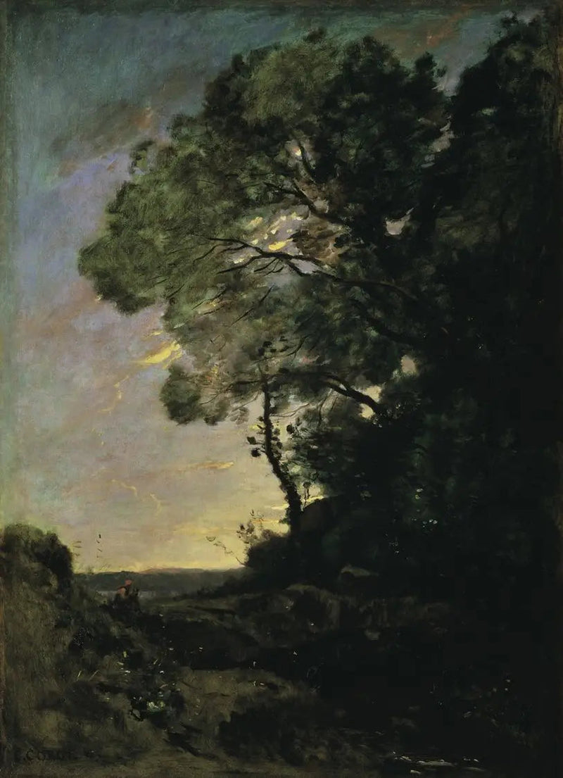 Boslandschap (avond) - Jean-Baptiste Camille Corot