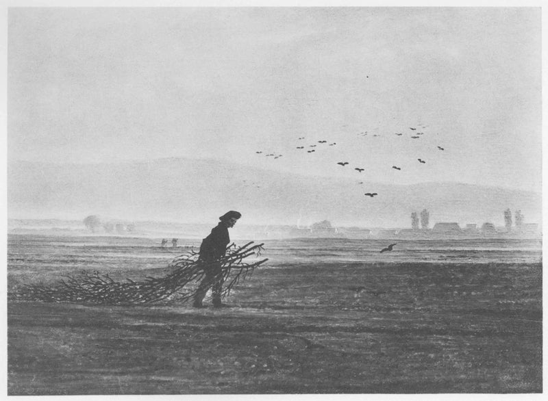Herfstlandschap met een man die hout verzamelt - Caspar David Friedrich