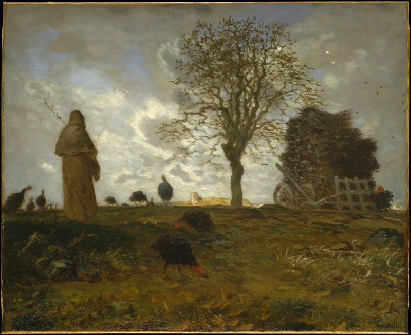 Herfstlandschap met een kudde kalkoenen - Jean-François Millet