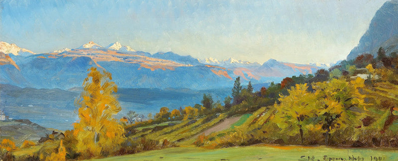 Herfstlandschap. Uitzicht vanaf het kasteel van Saint-Valentin in Tirol. - Peder Severin Krøyer