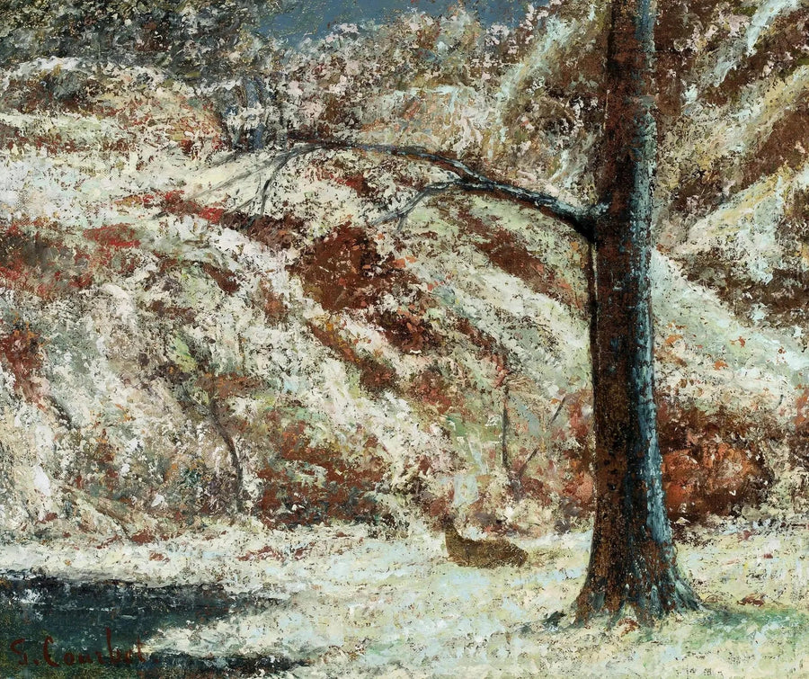 Winterlandschap met een hert. - Gustave Courbet
