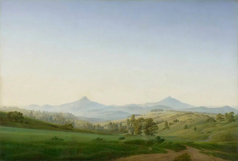 Boheems landschap met de Milleschauerberg - Caspar David Friedrich