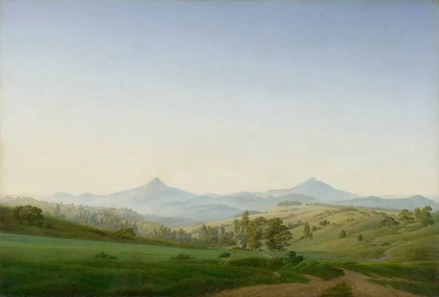 Boheems landschap met de Milleschauerberg - Caspar David Friedrich