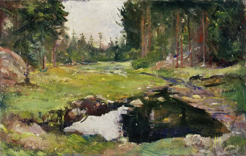 Boslandschap met een klein meer - Edvard Munch