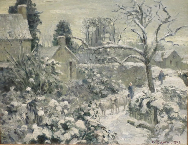 Sneeuwlandschap met koeien in Montfoucault - Camille Pissarro
