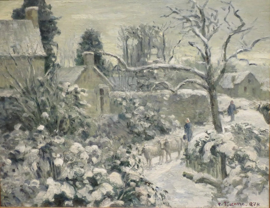 Sneeuwlandschap met koeien in Montfoucault - Camille Pissarro