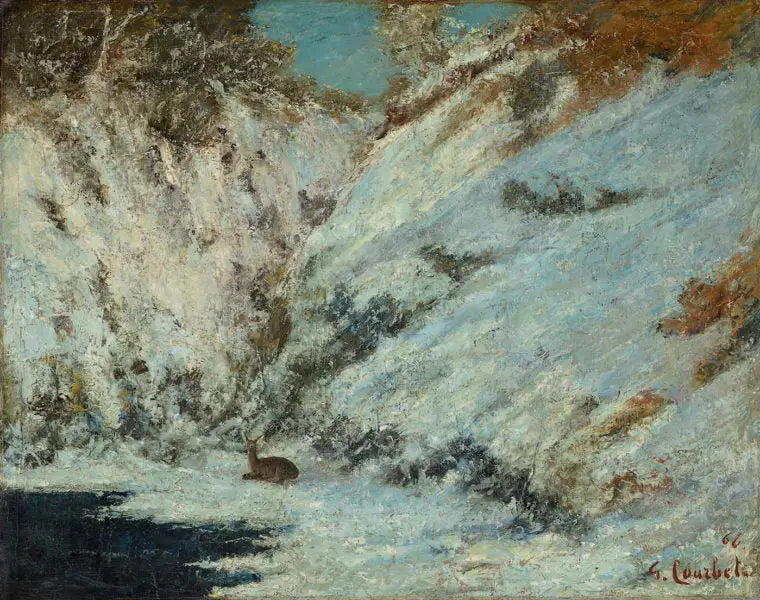Sneeuwlandschap in de Jura, met ree - Gustave Courbet