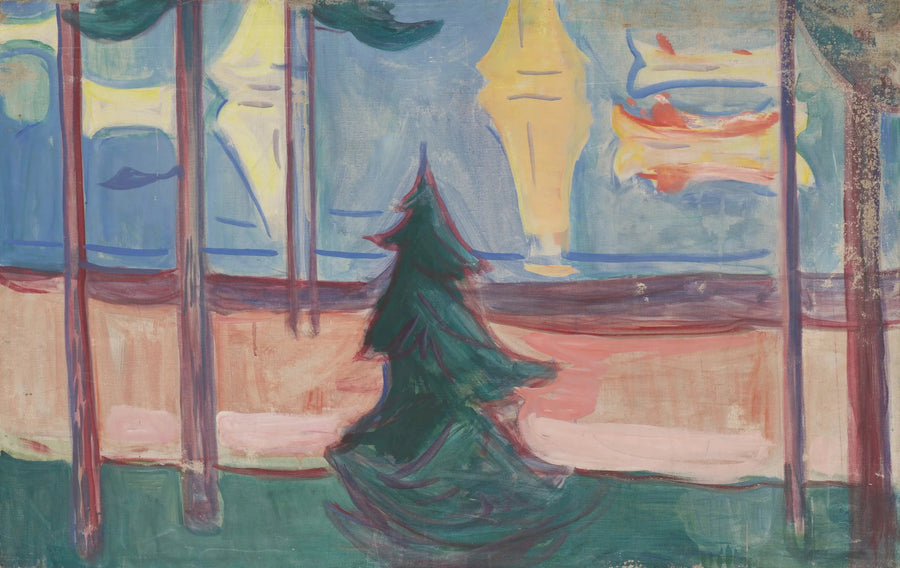 Strandlandschap met bomen en boten - Edvard Munch