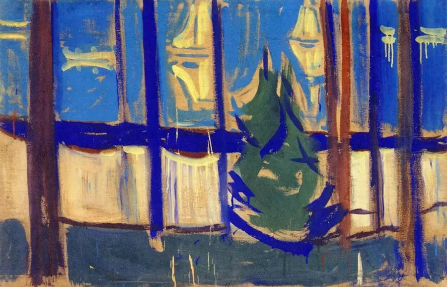 Strandlandschap met bomen en boten - Edvard Munch