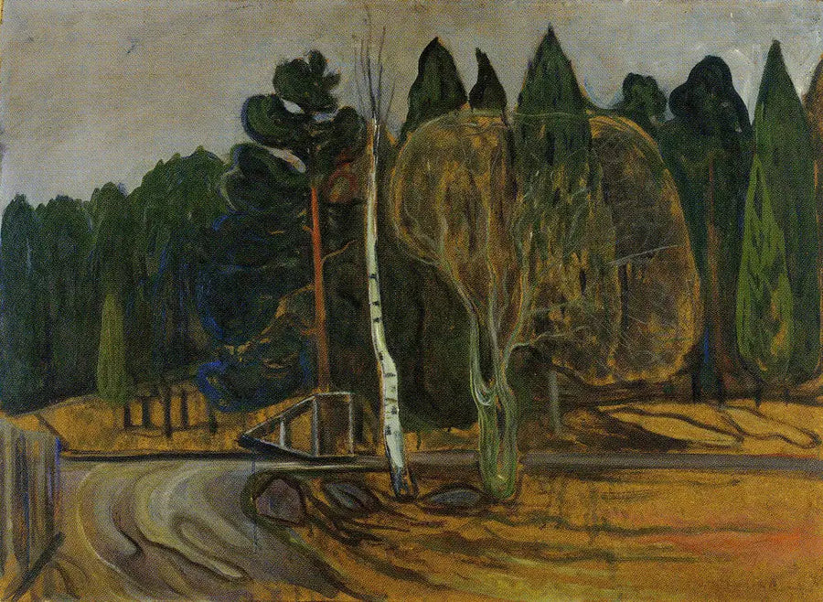 Lente landschap met sneeuwruimer - Edvard Munch