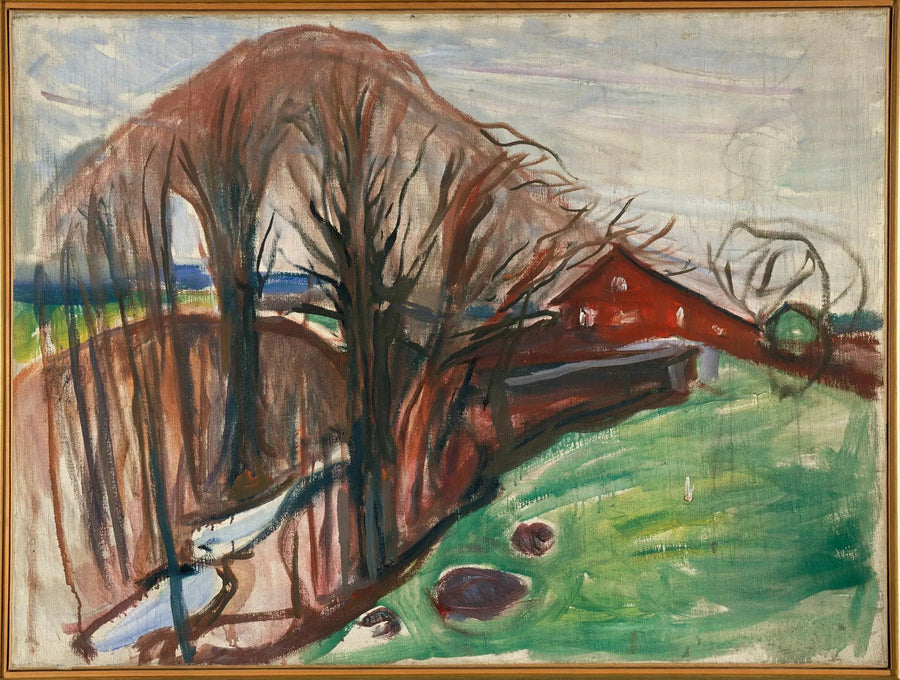 Lente landschap bij het rode huis - Edvard Munch
