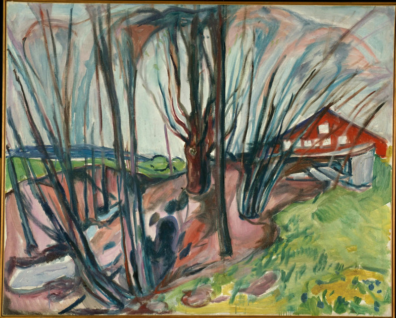 Lente landschap bij het rode huis - Edvard Munch