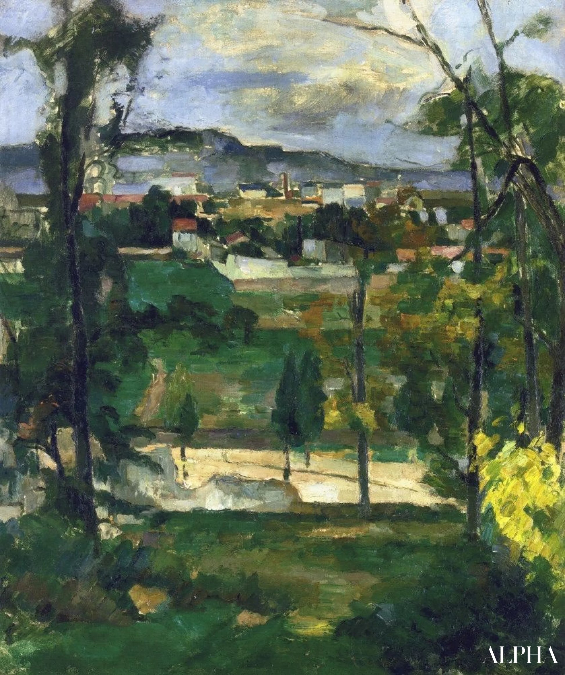 Dorp landschap in Ile de France - Paul Cézanne - Reproducties van schilderijen en hoogwaardige schilderijen