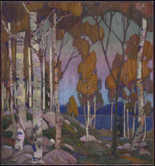 Decoratief landschap: berkenbomen - Tom Thomson

Source:
Paysage décoratif : bouleaux - Tom Thomson