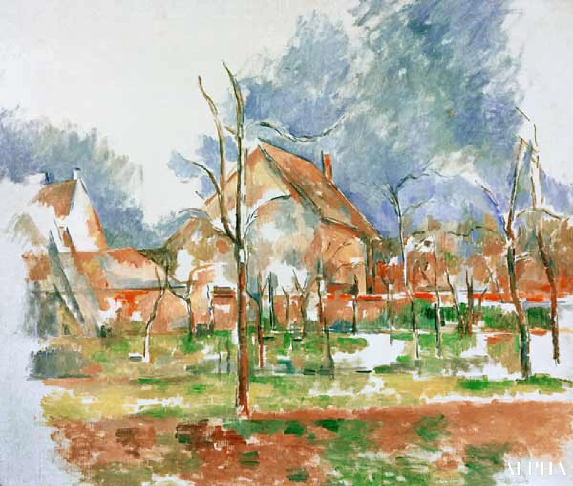Winterlandschap van Giverny - Paul Cézanne - Reproducties van schilderijen en hoogwaardige schilderijen