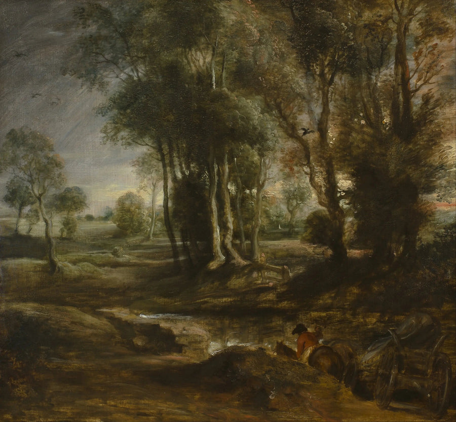 Avondlandschap met houtwagen - Peter Paul Rubens