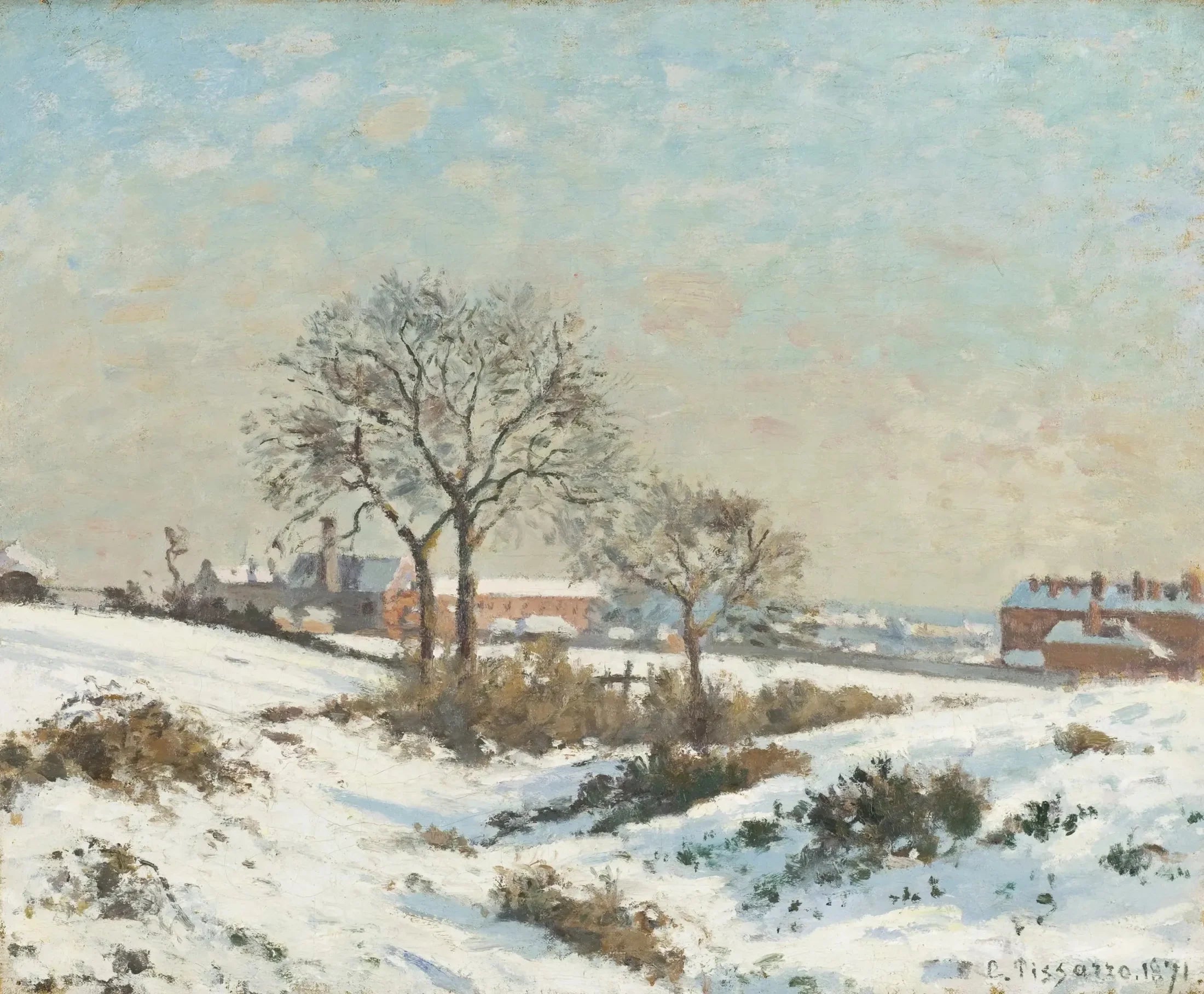 Paysage enneigé à South Norwood - Camille Pissarro image 1 copie de tableau peinte à la main