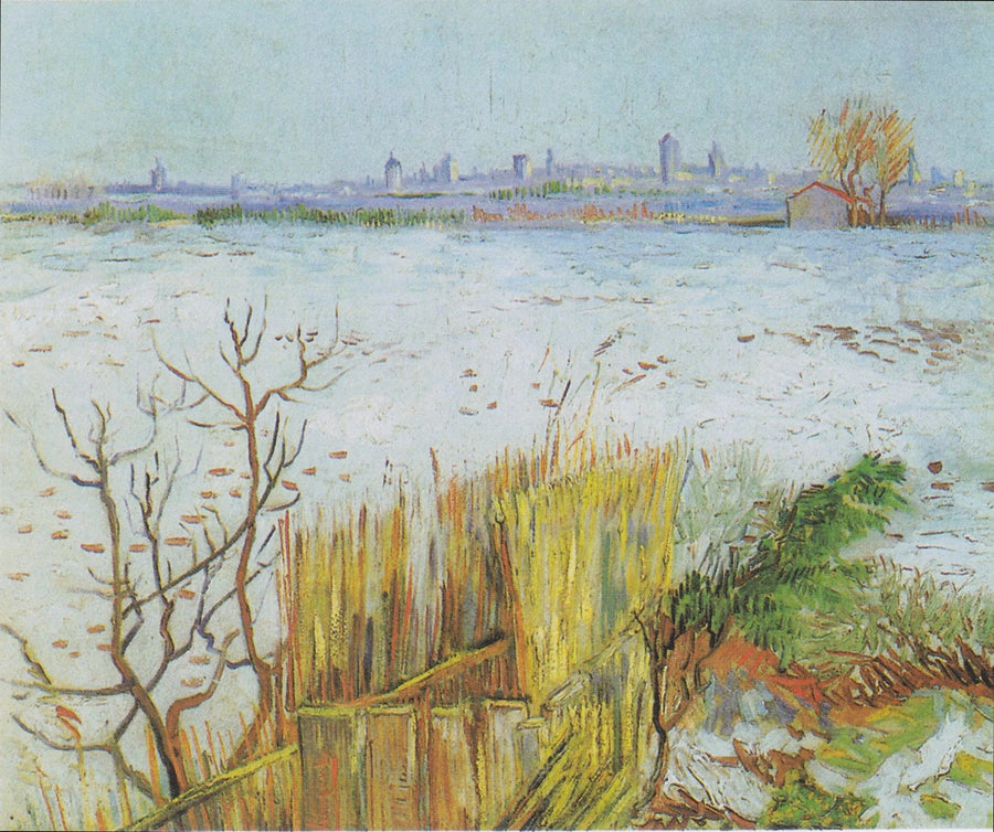 Besneeuwd landschap met Arles op de achtergrond - Vincent van Gogh