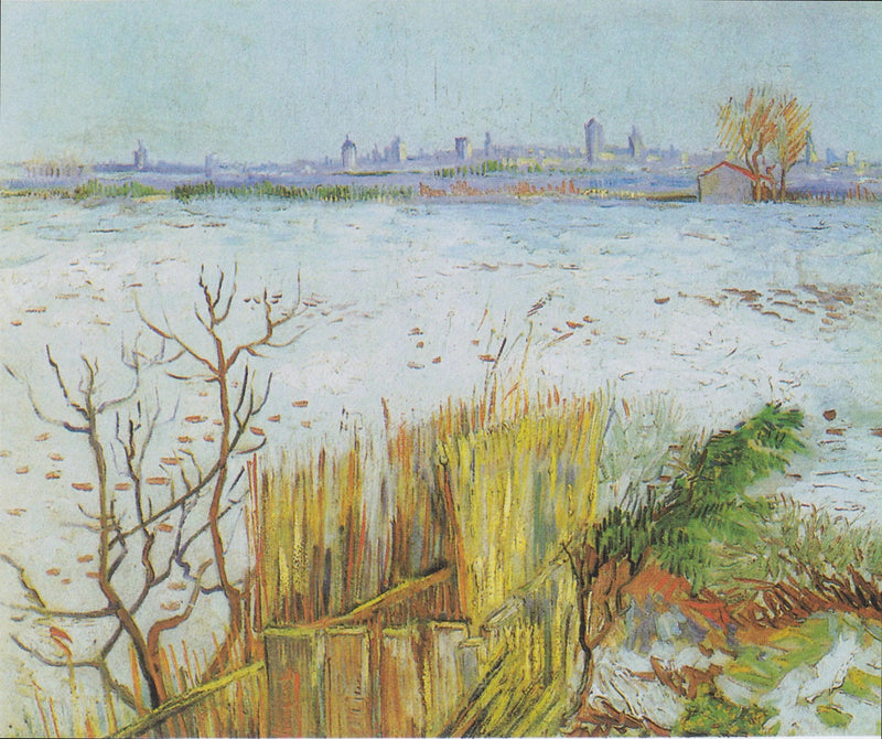 Besneeuwd landschap met Arles op de achtergrond - Vincent van Gogh