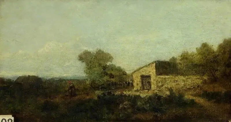 Landschap en agrarische gebouwen - Jean-Baptiste Camille Corot