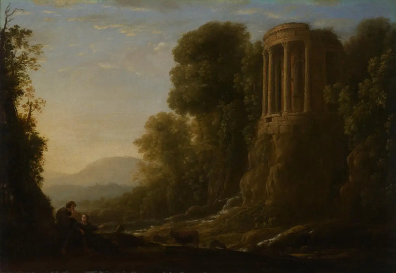 Rivierlandschap met het Tiburtine Tempel in Tivoli - Claude Lorrain