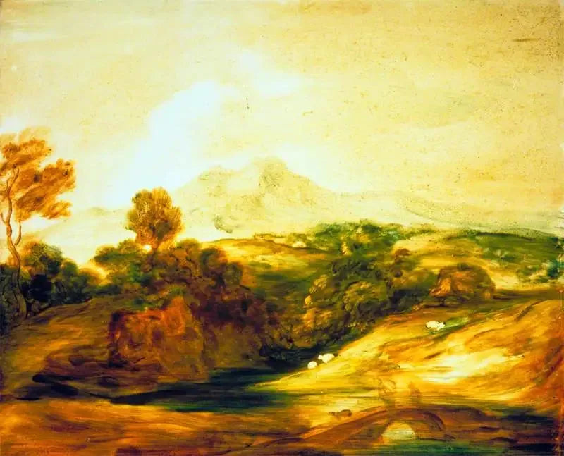Bosrijk rivierlandschap met mensen op een brug, een chalet, schapen en verre bergen - Thomas Gainsborough

Source:
Paysage fluvial boisé avec personnages sur un pont, un chalet, des moutons et des montagnes lointaines - Thomas Gainsborough