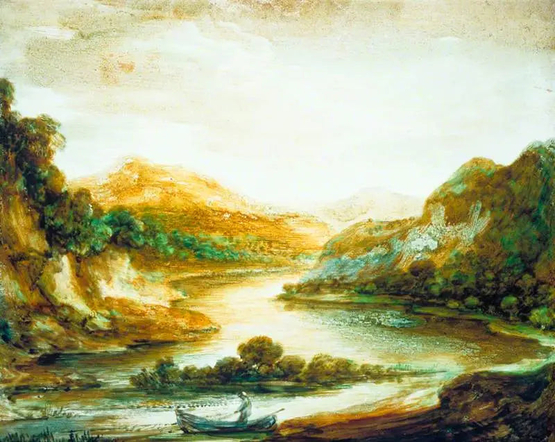 Bosrijk rivierlandschap met een visser in een boot, hoge oevers en verre bergen - Thomas Gainsborough

Source:
Paysage fluvial boisé avec un pêcheur dans une barque, de hautes rives et des montagnes lointaines - Thomas Gainsborough