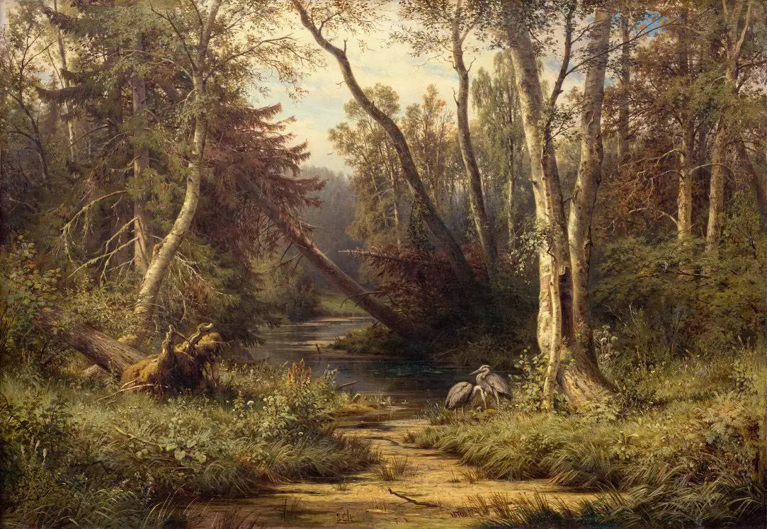 Paysage forestier avec des hérons - Ivan Chichkine - Alpha Reproduction