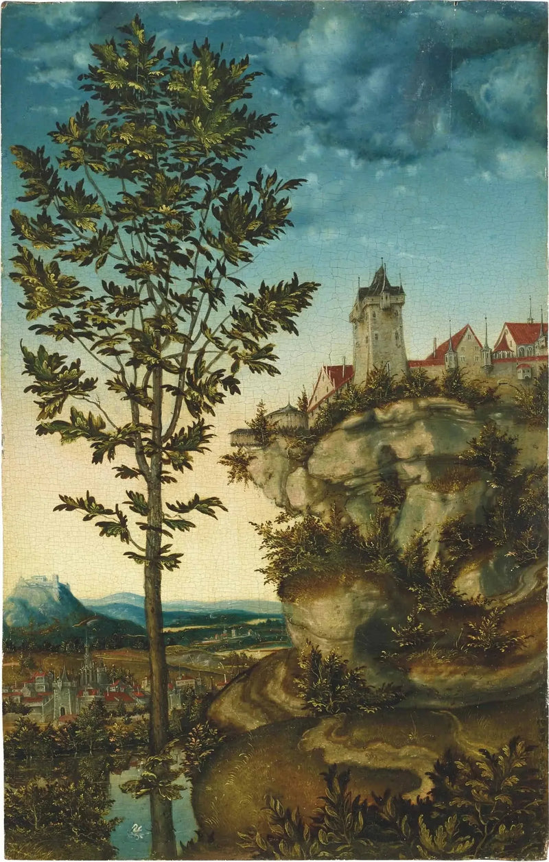 Landschap (fragment) - Lucas Cranach de Oudere